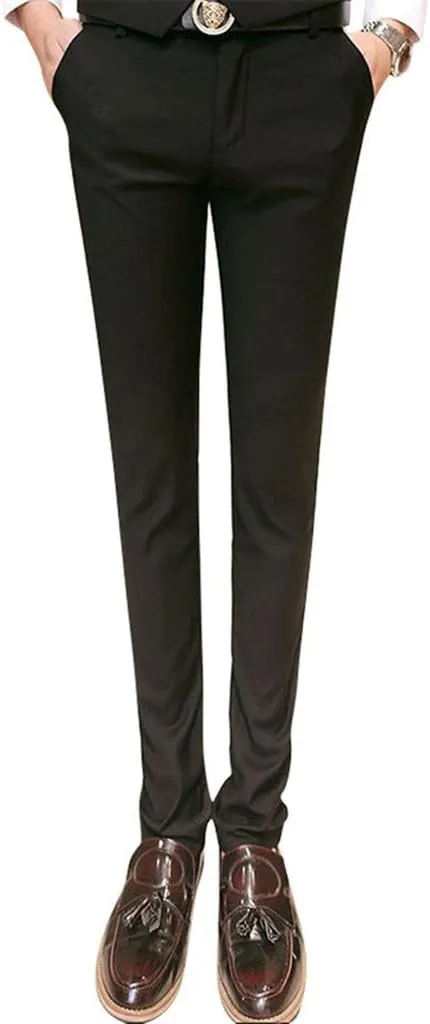 MOGU Mens Slim Fit Front Flat Casual Pants