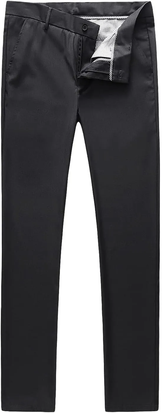 MOGU Mens Slim Fit Front Flat Casual Pants