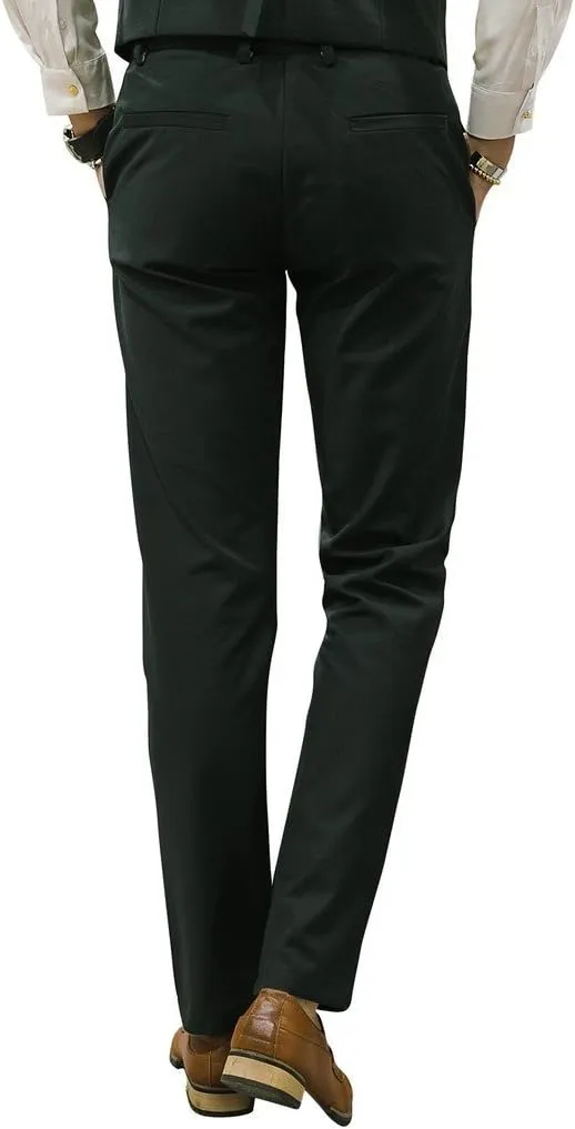 MOGU Mens Slim Fit Front Flat Casual Pants
