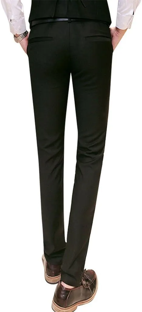 MOGU Mens Slim Fit Front Flat Casual Pants