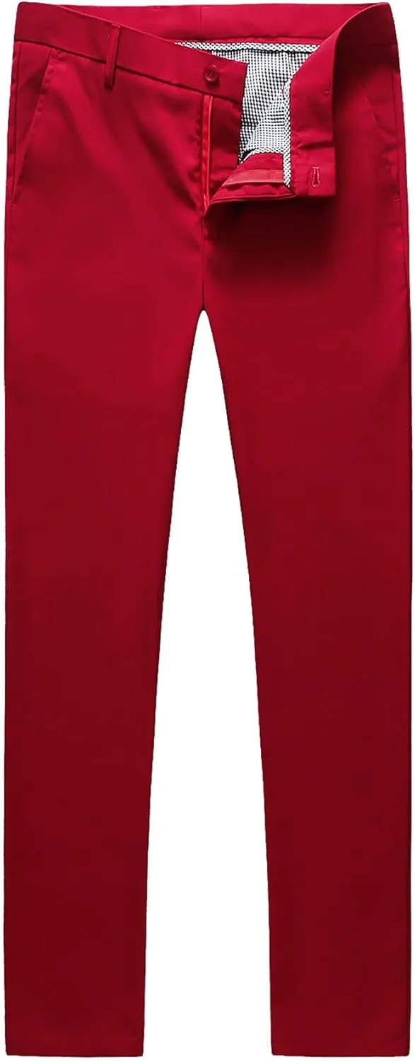 MOGU Mens Slim Fit Front Flat Casual Pants