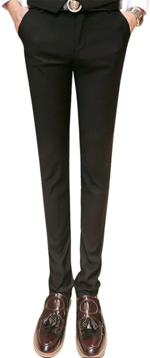 MOGU Mens Slim Fit Front Flat Casual Pants