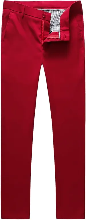 MOGU Mens Slim Fit Front Flat Casual Pants
