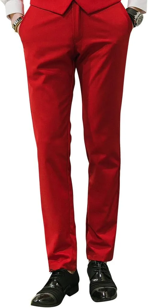 MOGU Mens Slim Fit Front Flat Casual Pants