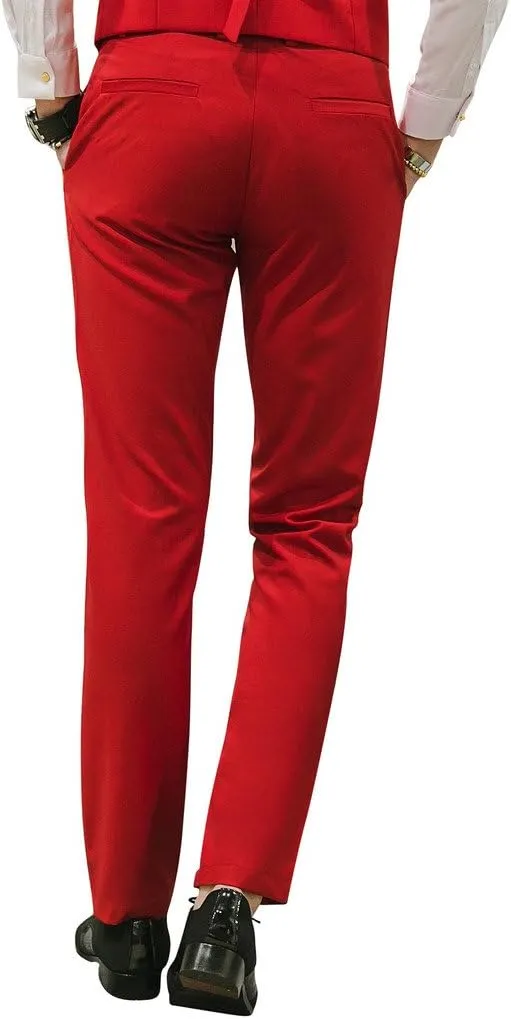 MOGU Mens Slim Fit Front Flat Casual Pants