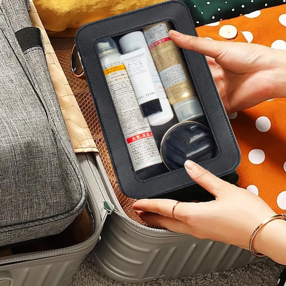 Mother's Day Gifts Clear Makeup Bag, Black Travel Makeup Bag Toiletry Bag for Women Waterproof Cosmetic Bag Mini Makeup Bag Small Make Up Bag with Zipper Car Organizer Car Essentials for Women