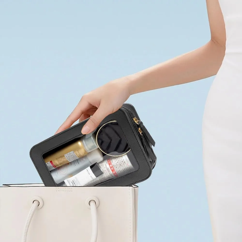 Mother's Day Gifts Clear Makeup Bag, Black Travel Makeup Bag Toiletry Bag for Women Waterproof Cosmetic Bag Mini Makeup Bag Small Make Up Bag with Zipper Car Organizer Car Essentials for Women