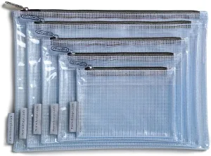MUMI 5 Multi-Size Organizing Bags  Clear Zipper Pouches for Organizing, Storage & Travel with 10 Removable Labels  Reusable Waterproof Mesh Zipper Pouch Set, Plastic Zip Bags for Supplies (Black)
