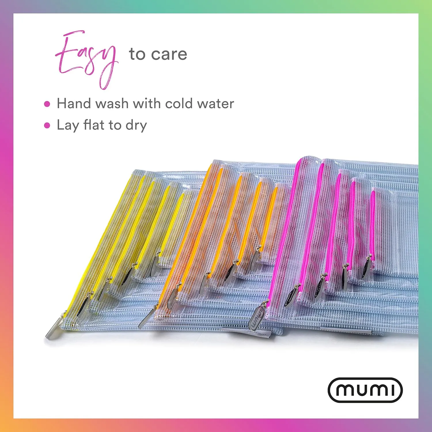 MUMI 5 Multi-Size Organizing Bags  Clear Zipper Pouches for Organizing, Storage & Travel with 10 Removable Labels  Reusable Waterproof Mesh Zipper Pouch Set, Plastic Zip Bags for Supplies (Black)