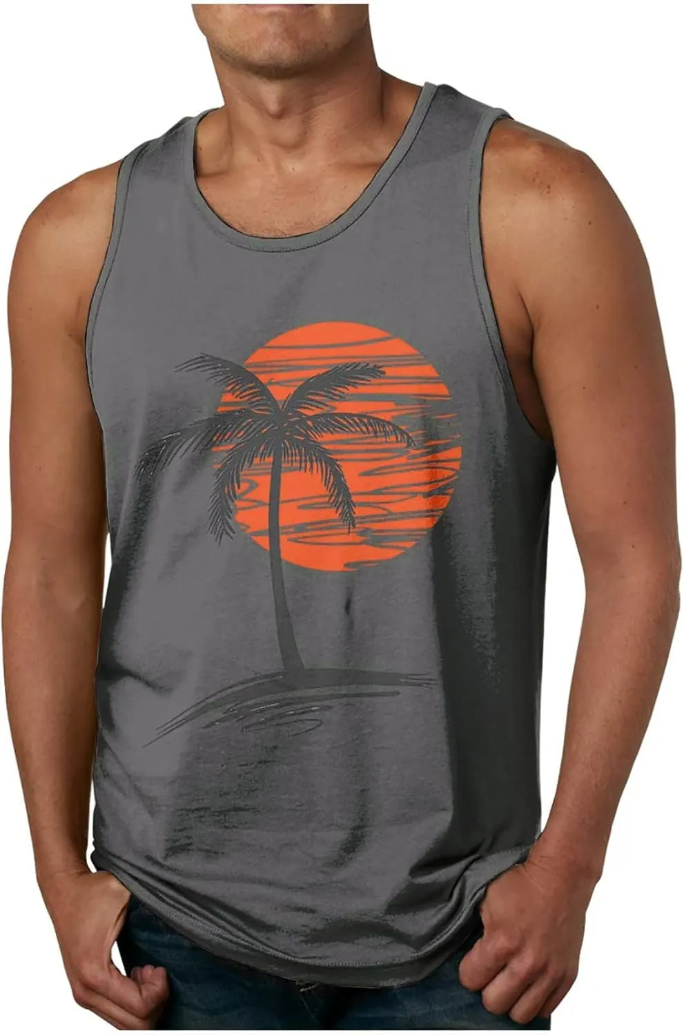 Muscularfit Tank Tops for Men Sleeveless Crewneck Shirts Summer Casual Gradient Color Pullover Athletic Gym Workout Tee Tops