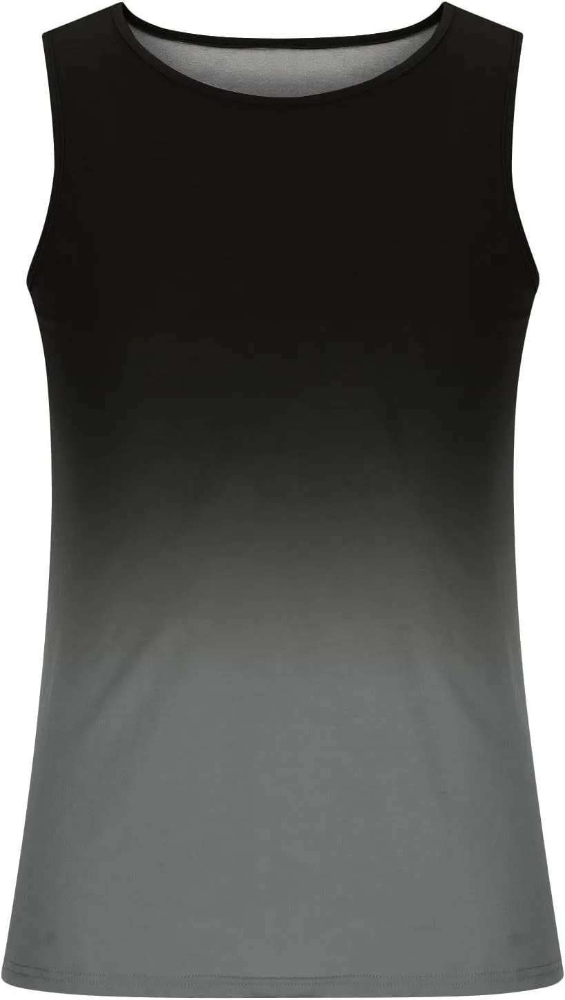 Muscularfit Tank Tops for Men Sleeveless Crewneck Shirts Summer Casual Gradient Color Pullover Athletic Gym Workout Tee Tops