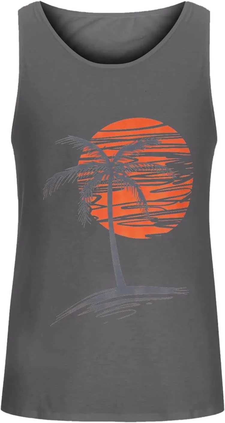 Muscularfit Tank Tops for Men Sleeveless Crewneck Shirts Summer Casual Gradient Color Pullover Athletic Gym Workout Tee Tops