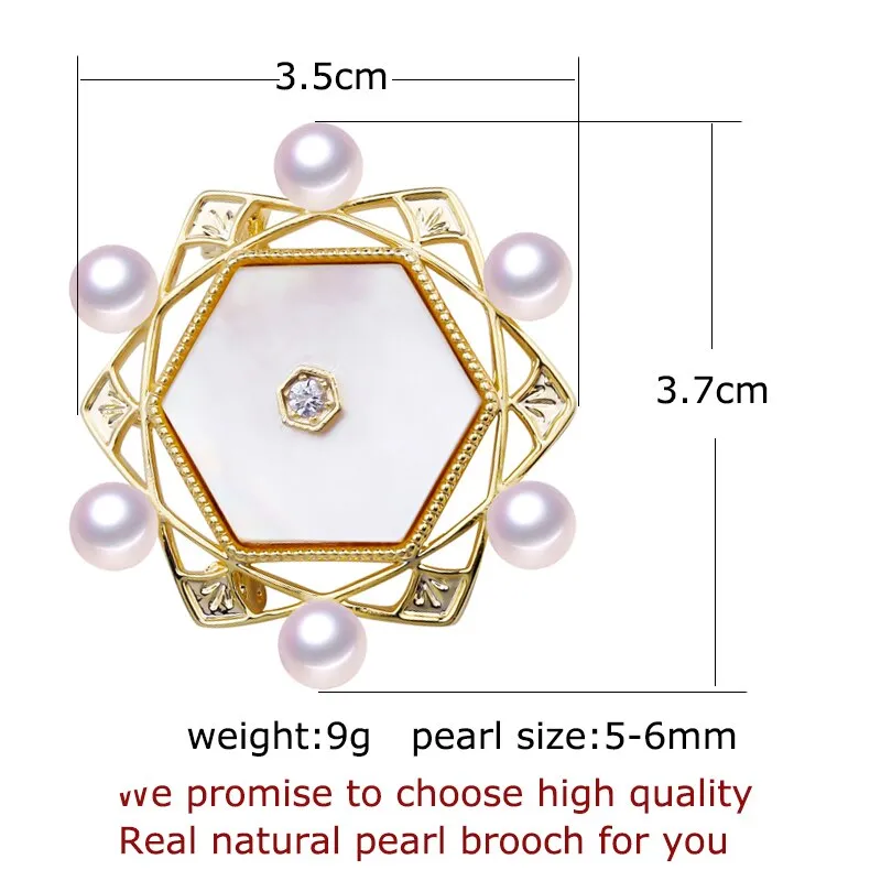 New Design Fine Jewelry Natural Freshwater Pearl Brooch Geometry Natural Seashell Brooch