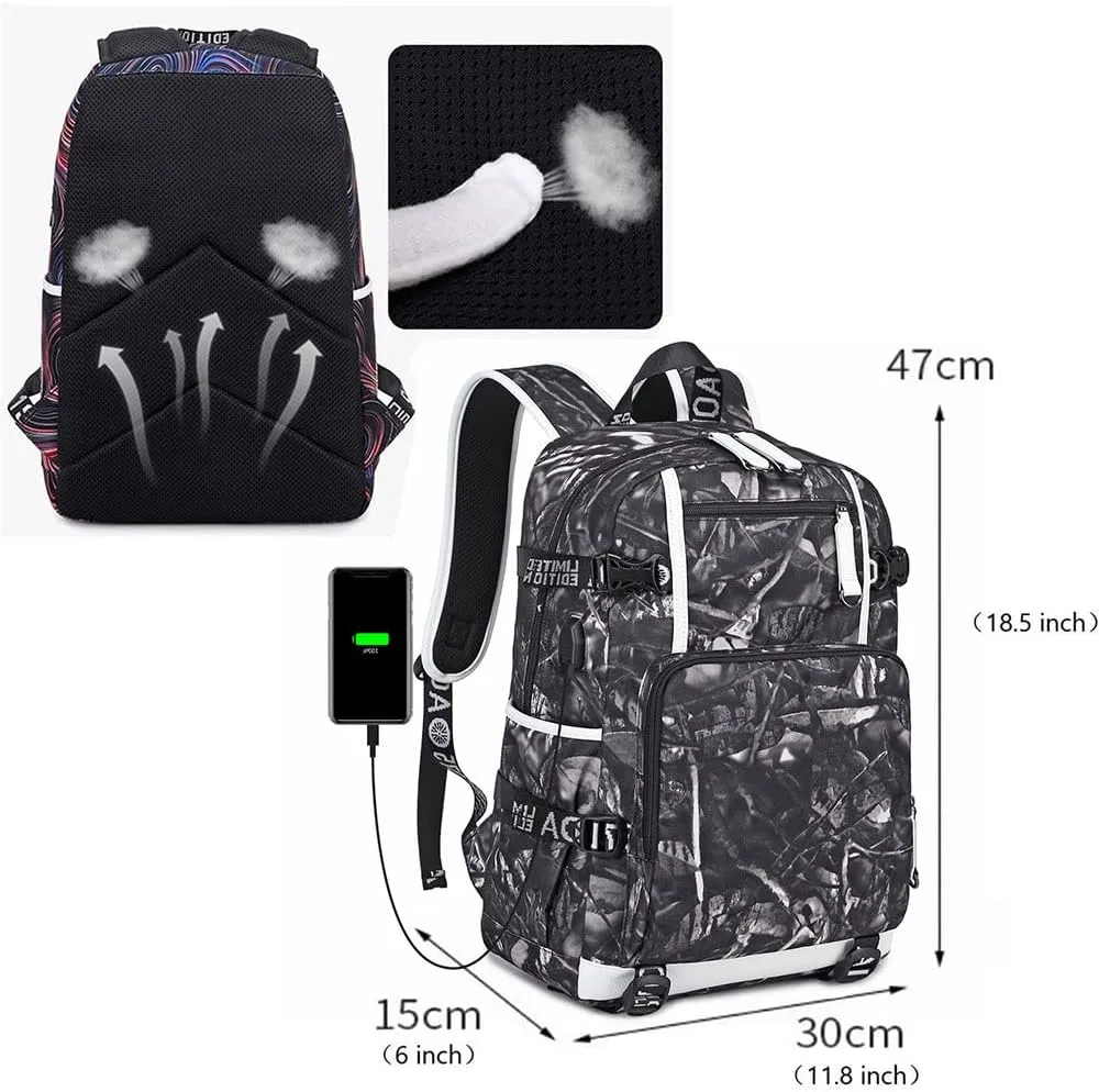 No. 30 Basketball Player Multifunctional Backpacks Sports Fan Bookbag Travel Student Backpack (A2)