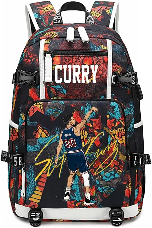 No. 30 Basketball Player Multifunctional Backpacks Sports Fan Bookbag Travel Student Backpack (S2)