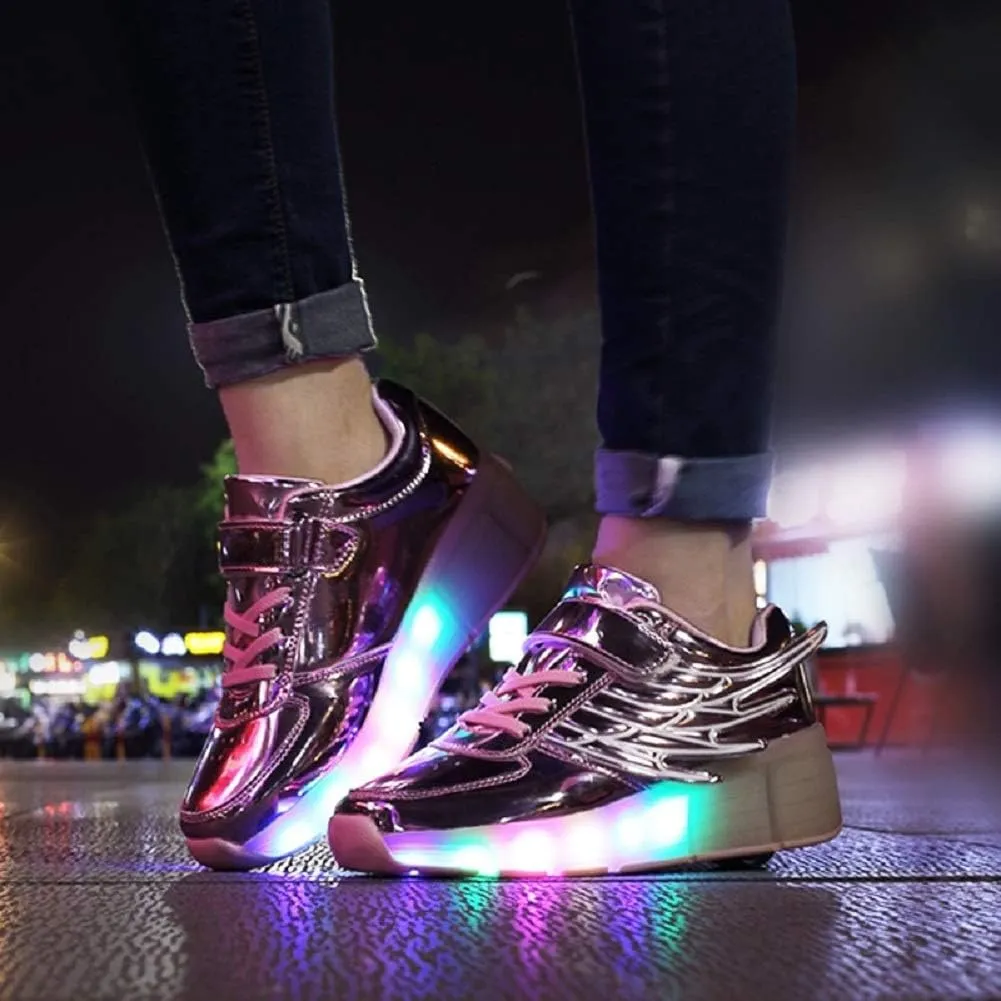 Nsasy Kids Roller Shoes Boy Girl Sneakers with Wheels Become Sport Sneaker with Led for Christmas Birthday Children Show Gift