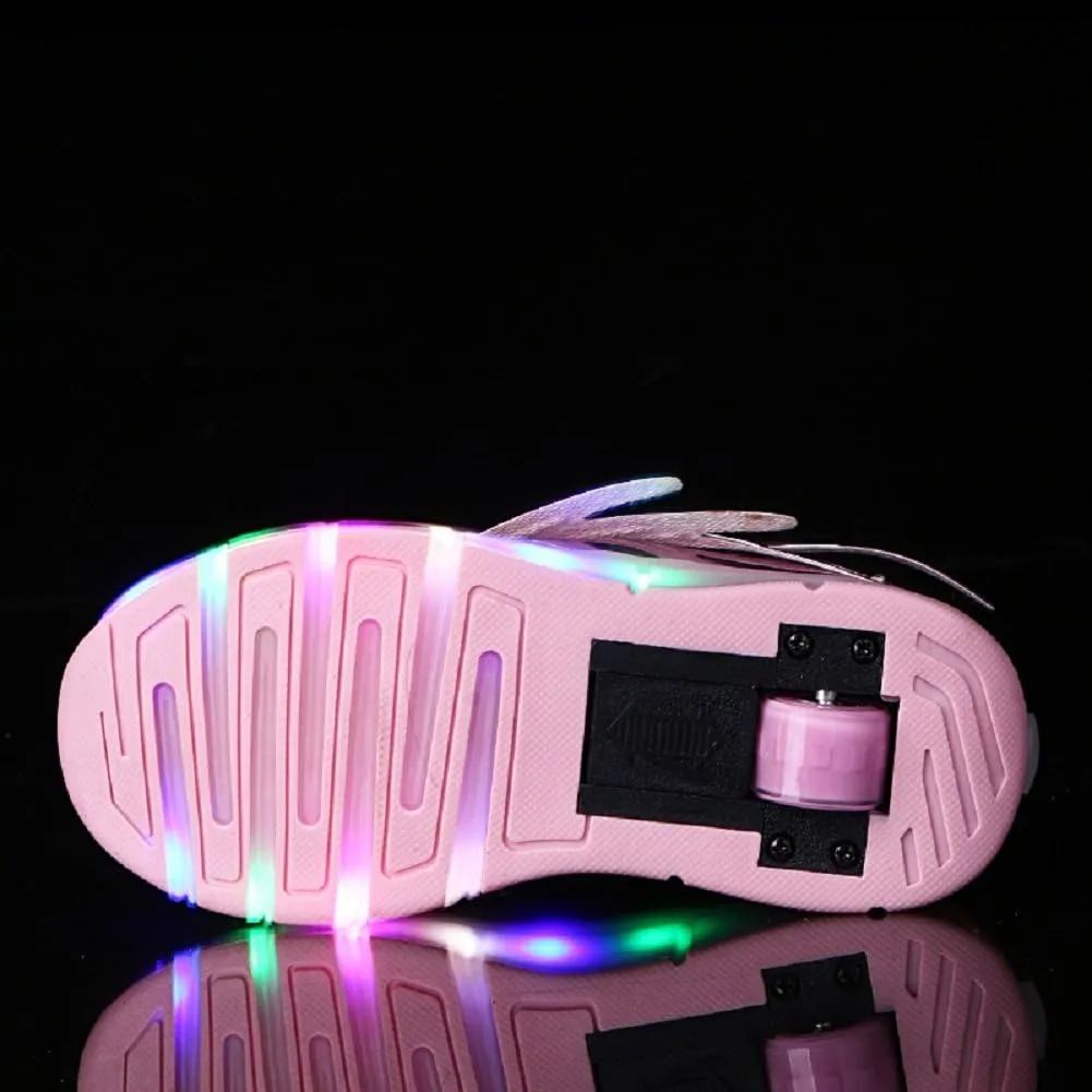 Nsasy Kids Roller Shoes Boy Girl Sneakers with Wheels Become Sport Sneaker with Led for Christmas Birthday Children Show Gift