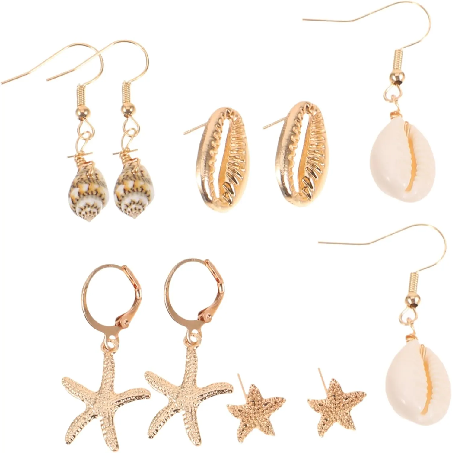 Ocean Earring Set Seashell Jewelry Gold Plated Ear Studs Fashion Earring Present Unique Design for Women
