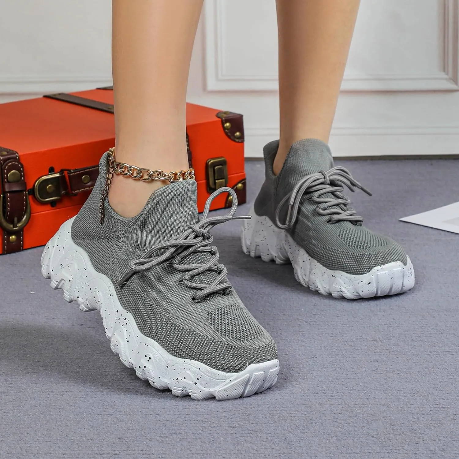 Ortho Pro Shoes for Women,Lace-up Low Top Slip on Women Sneakers,Women's Fashion Non Slip Sneakers Wide Toe Box Shoes