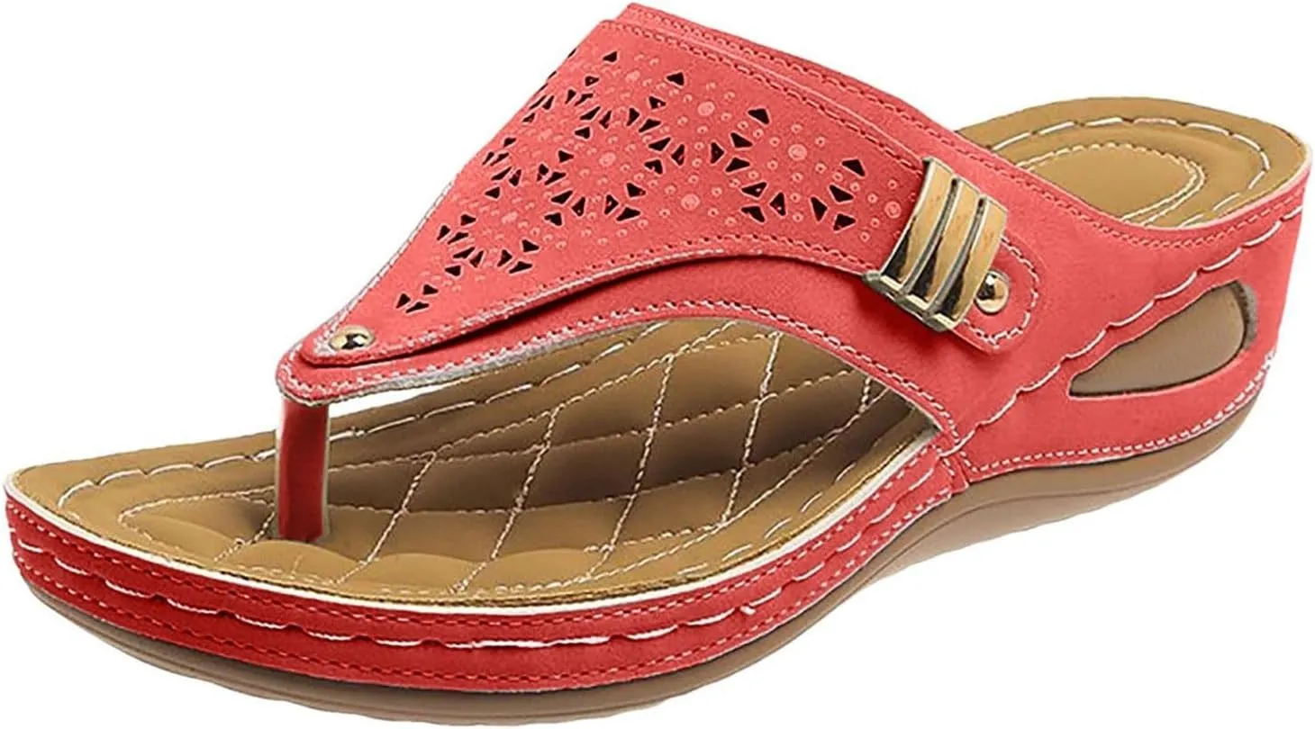Orthopedic Sandals for Women,Women Orthotic Wedge Sandal,Breathable Mesh Hollow Sports Sandal,Comfortable Walking Shoes Anti-Slip Arch Support Wedges Sandals Summer Beach Shoes