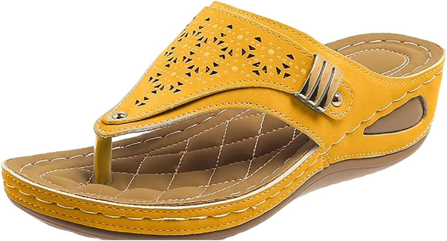 Orthopedic Sandals for Women,Women Orthotic Wedge Sandal,Breathable Mesh Hollow Sports Sandal,Comfortable Walking Shoes Anti-Slip Arch Support Wedges Sandals Summer Beach Shoes