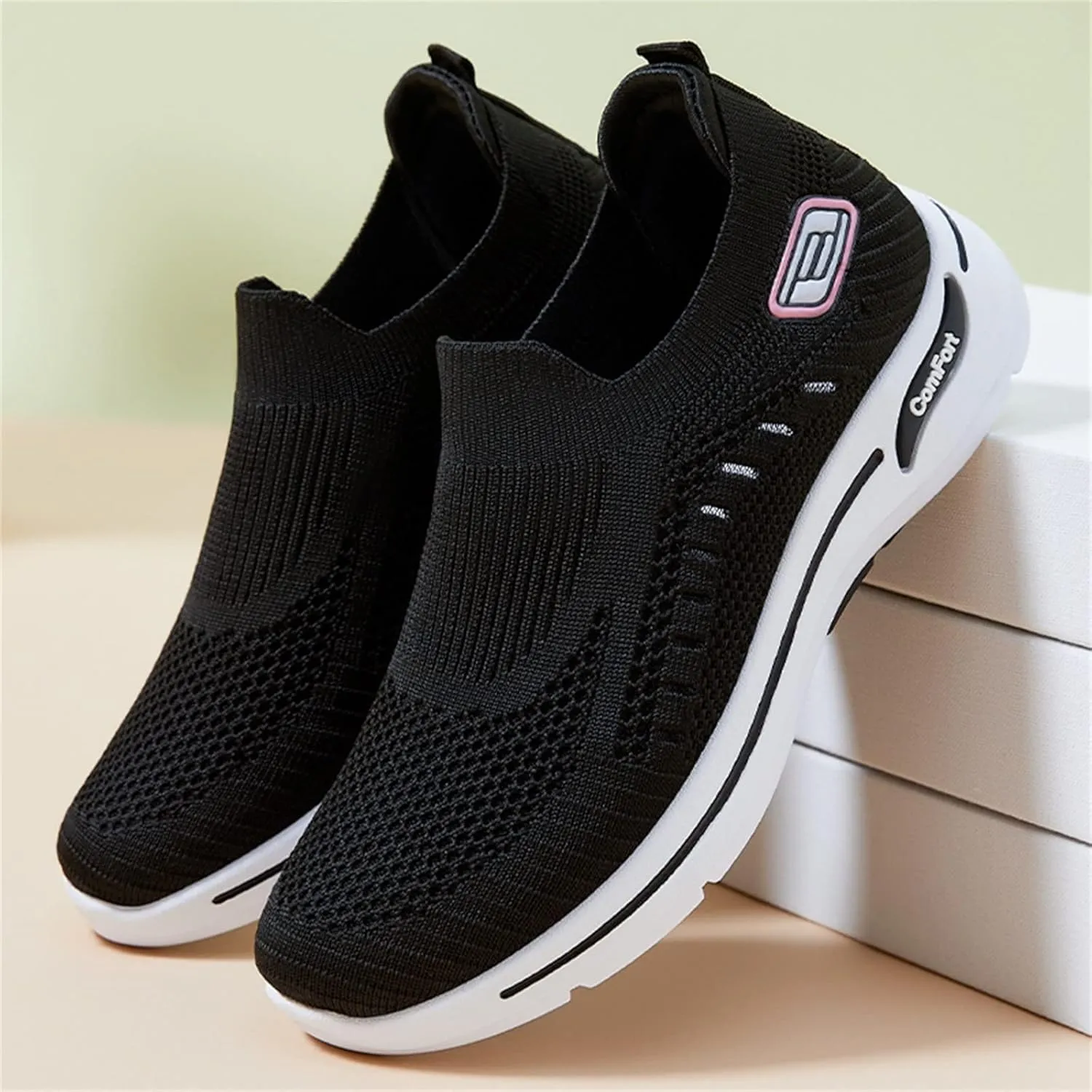 Orthopedic Shoes for Women Comfortable Breathable Knit Sneakers Fashion Woven Orthopedic Sneakers Lightweight Slip-On Sneakers