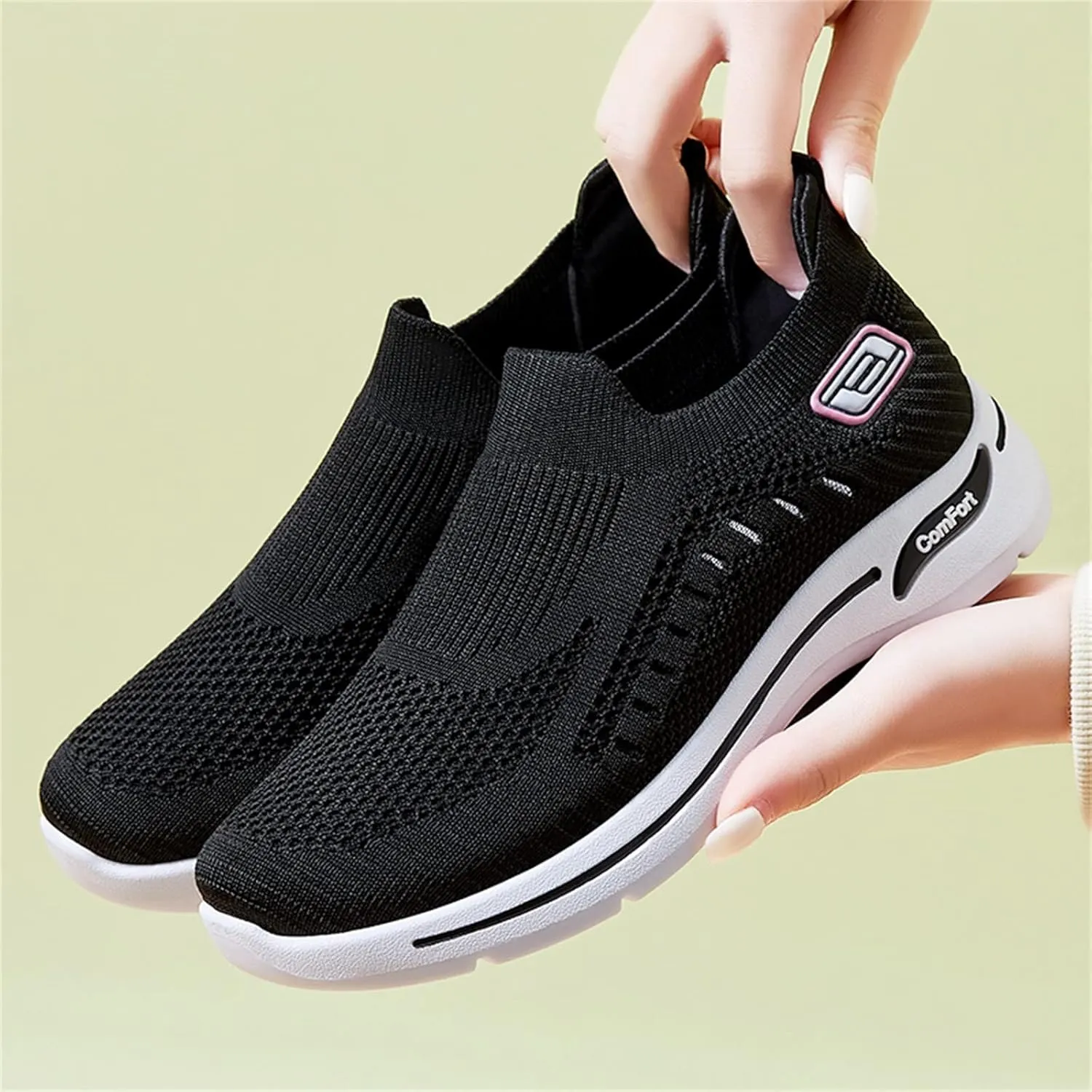 Orthopedic Shoes for Women Comfortable Breathable Knit Sneakers Fashion Woven Orthopedic Sneakers Lightweight Slip-On Sneakers