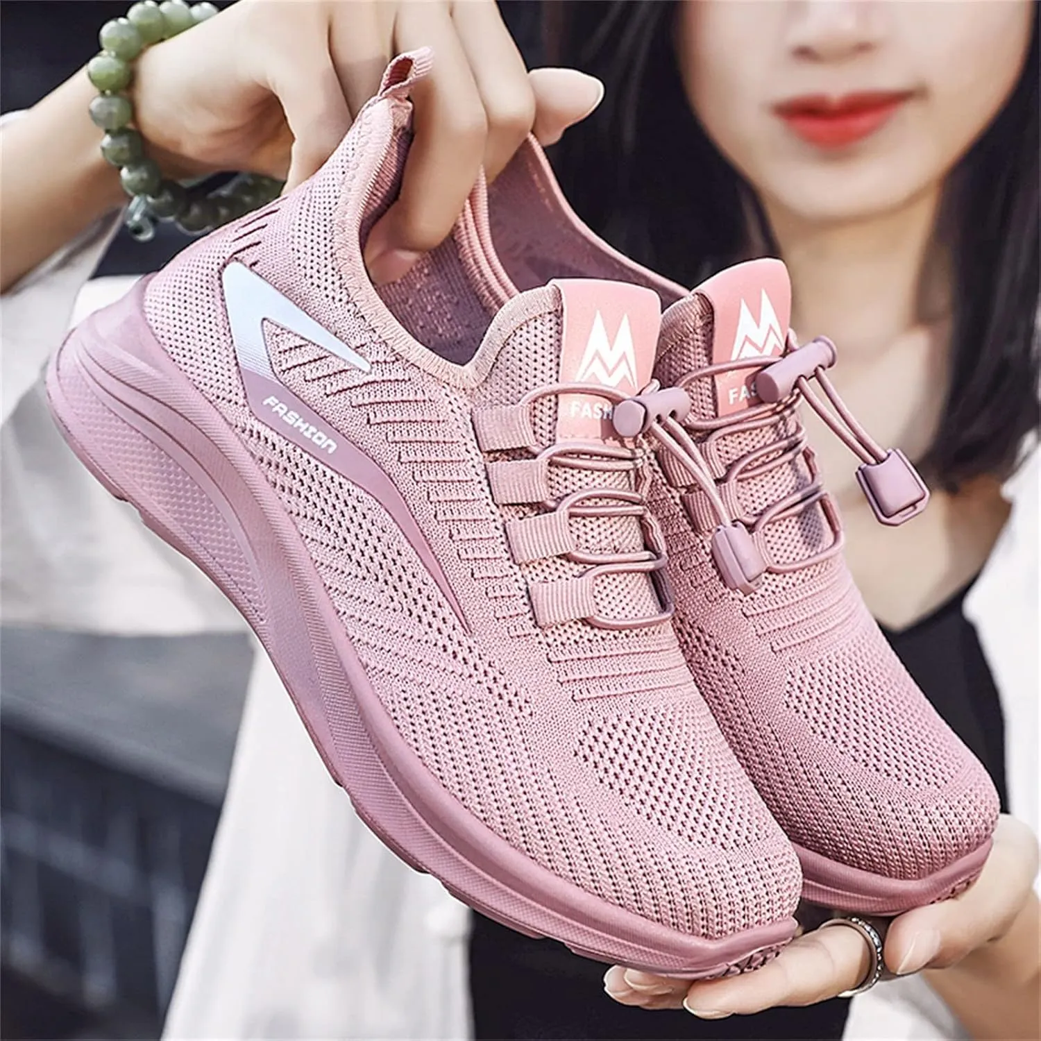 Orthopedic Shoes for Women Fashion Strappy Mesh Knit Walking Sneakers Low Top Comfortable Casual Breathable Walking Shoes