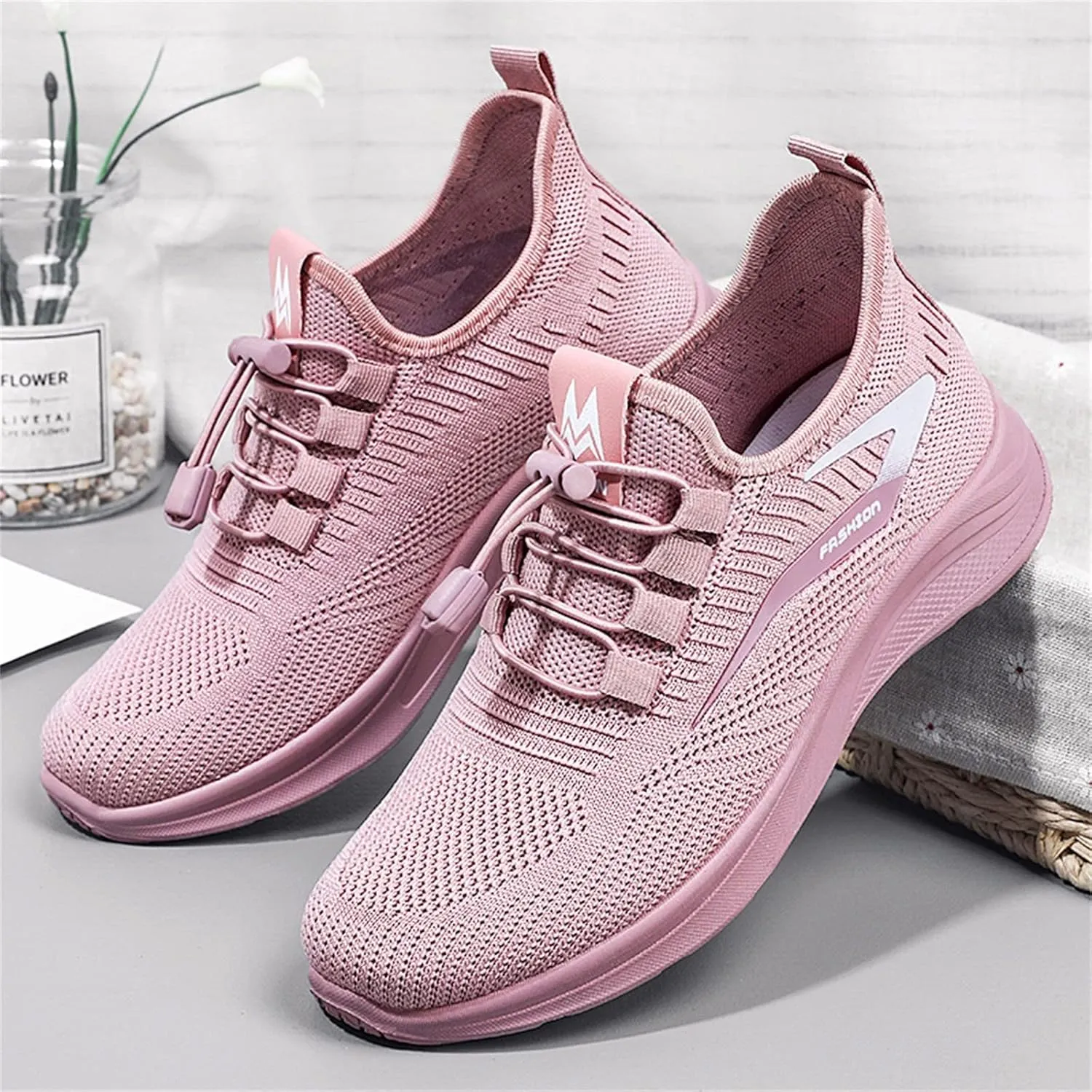 Orthopedic Shoes for Women Fashion Strappy Mesh Knit Walking Sneakers Low Top Comfortable Casual Breathable Walking Shoes