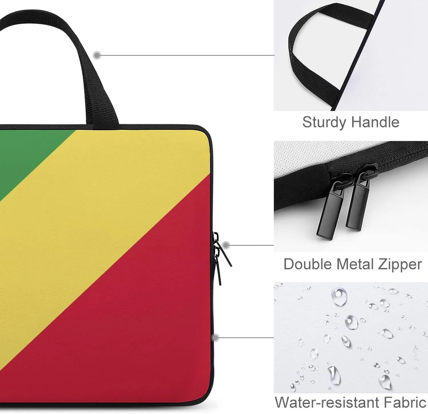 Papua New Guinea Flag Laptop Sleeve Case with Handle, 15-15.6 Inch Slim Cover for Notebook