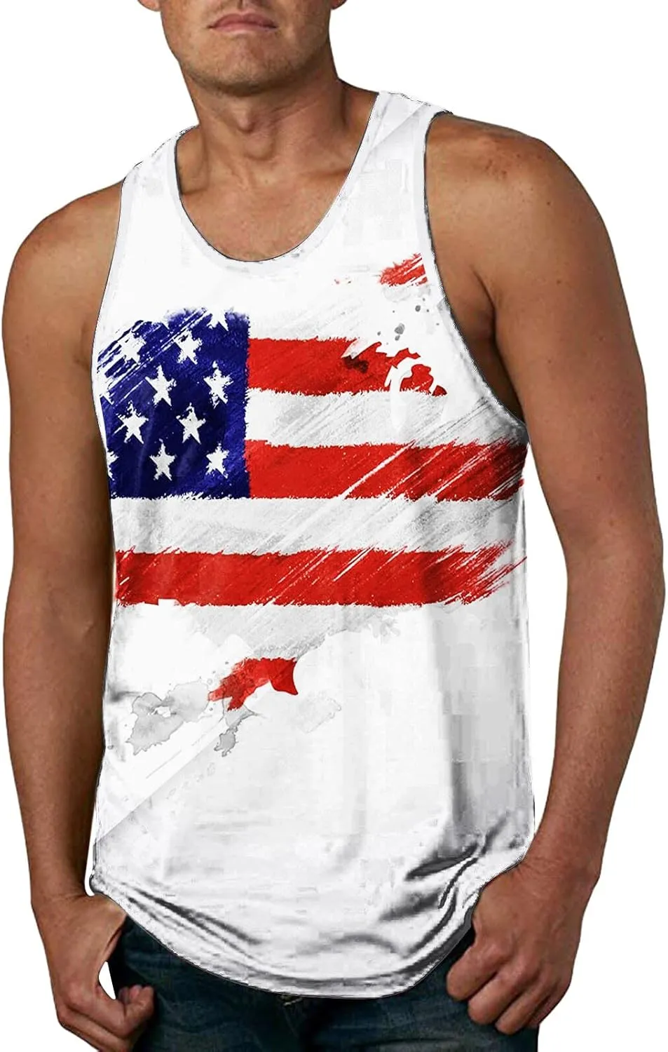 Patriotic Tank Tops for Men 2025 American Flag USA Sleeveless Printed Shirts Gym Vacation Tee Clothing