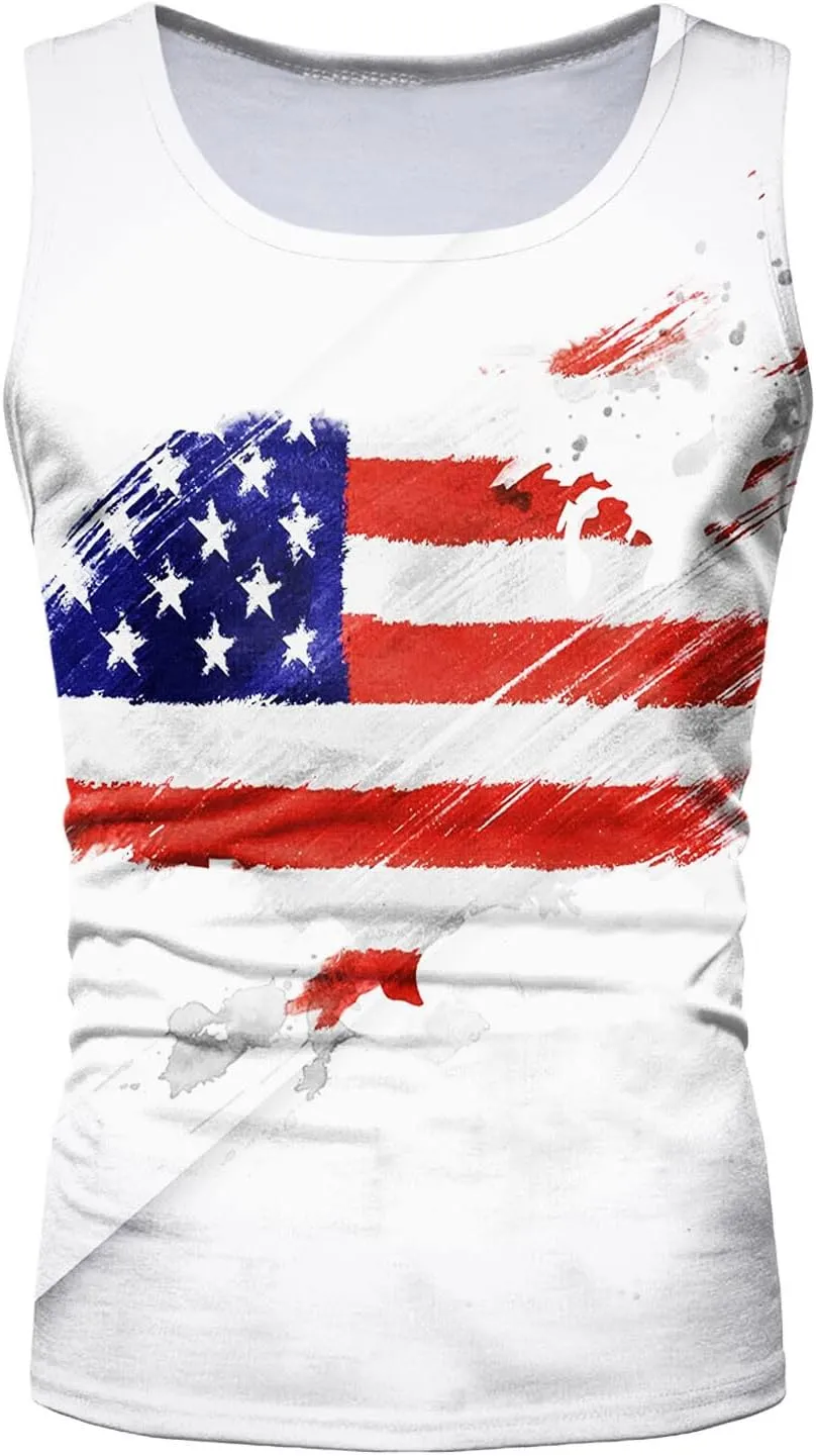 Patriotic Tank Tops for Men 2025 American Flag USA Sleeveless Printed Shirts Gym Vacation Tee Clothing