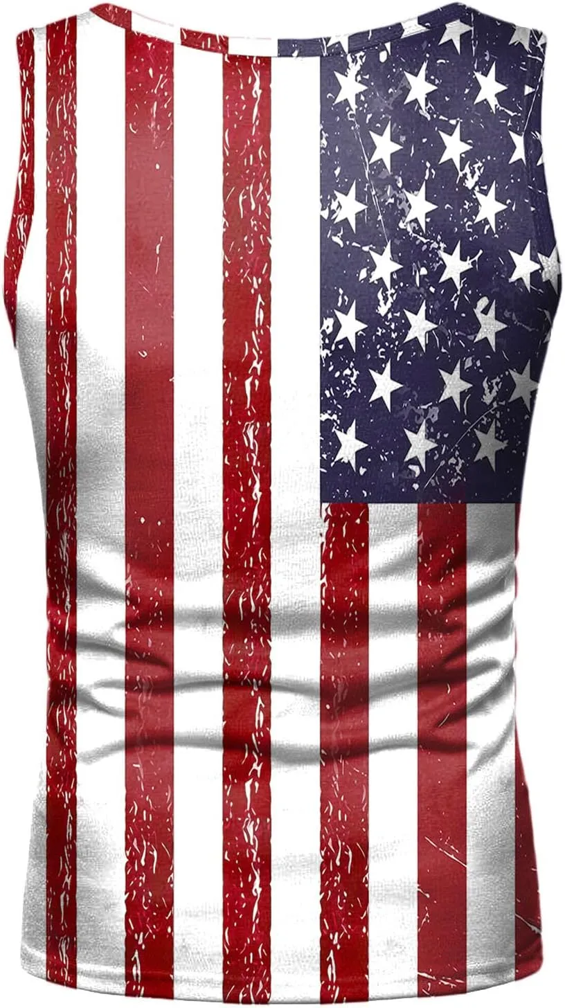 Patriotic Tank Tops for Men 2025 American Flag USA Sleeveless Printed Shirts Gym Vacation Tee Clothing