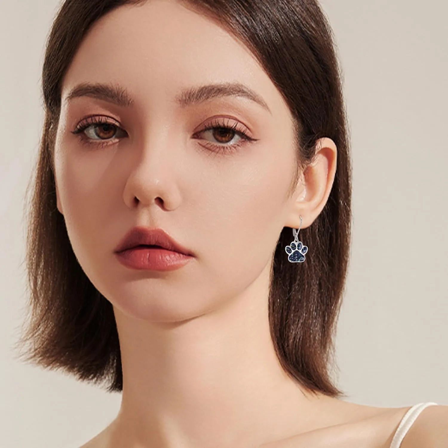 Paw Print Earrings S925 Sterling Silver Paw Drop Dangle Earrings Dog Cat Pet Paw Jewelry Gifts for Women