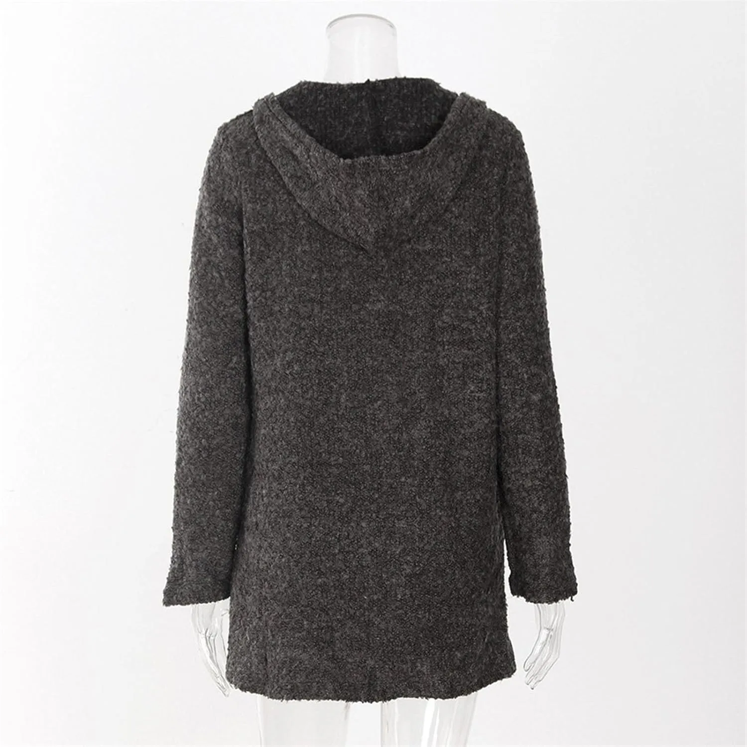 PeQAQ Women's 2023 Winter Coats Fuzzy Fleece Long Hooded Jackets Plus Size Soft Warm Shaggy Outwear Open Front Cardigan