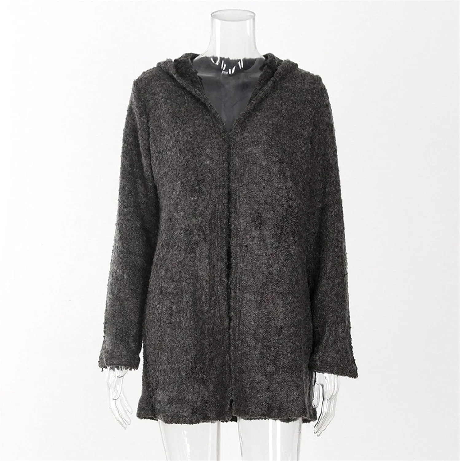 PeQAQ Women's 2023 Winter Coats Fuzzy Fleece Long Hooded Jackets Plus Size Soft Warm Shaggy Outwear Open Front Cardigan
