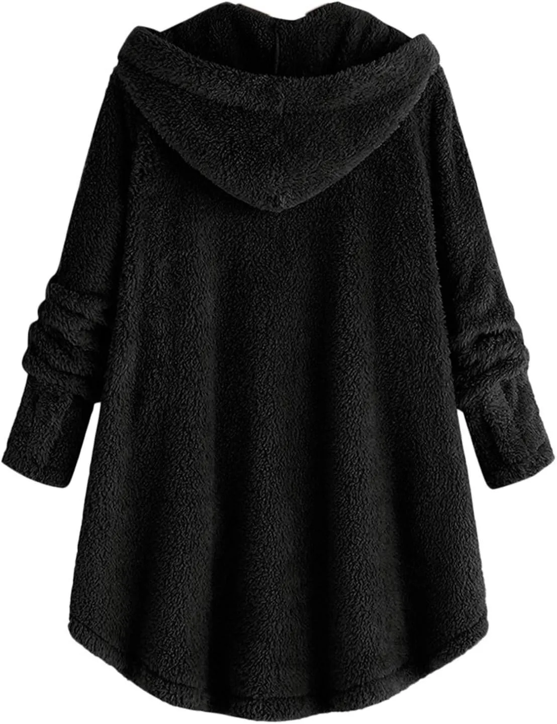 PeQAQ Womens Winter Fleece Coats Plus Size Warm Jackets Button Hooded Woolen Outerwear Fashion Open Front Cardigan Sweater