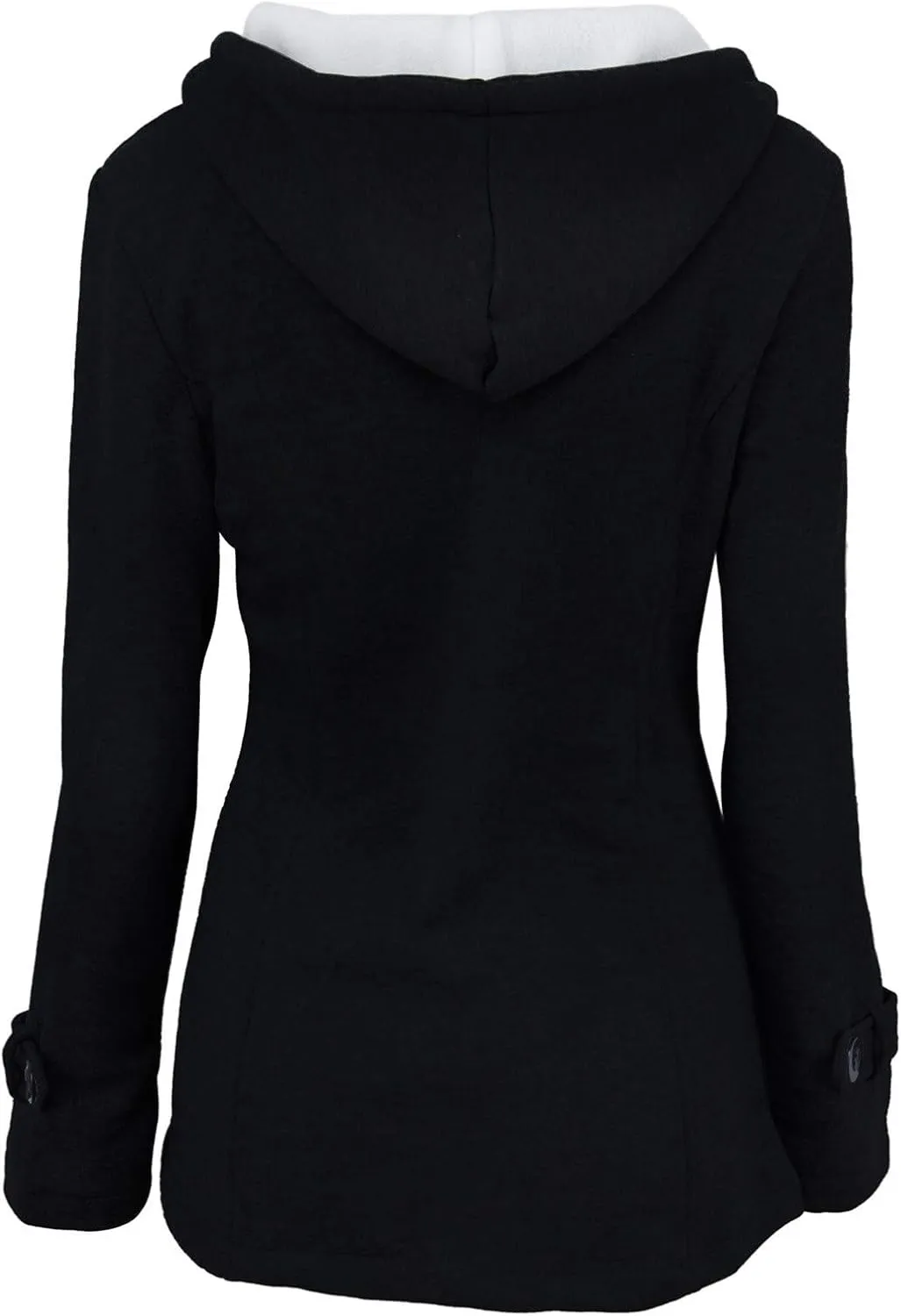 PeQAQ Womens Winter Warm Coats Fashion Horn Button Fleece Thicken Hooded Jacket Trendy Casual Slim Trench Coat Overcoat