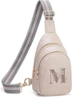 Personalized Gifts for Women Initial Sling Bag PU Leather Crossbody Bags for Women