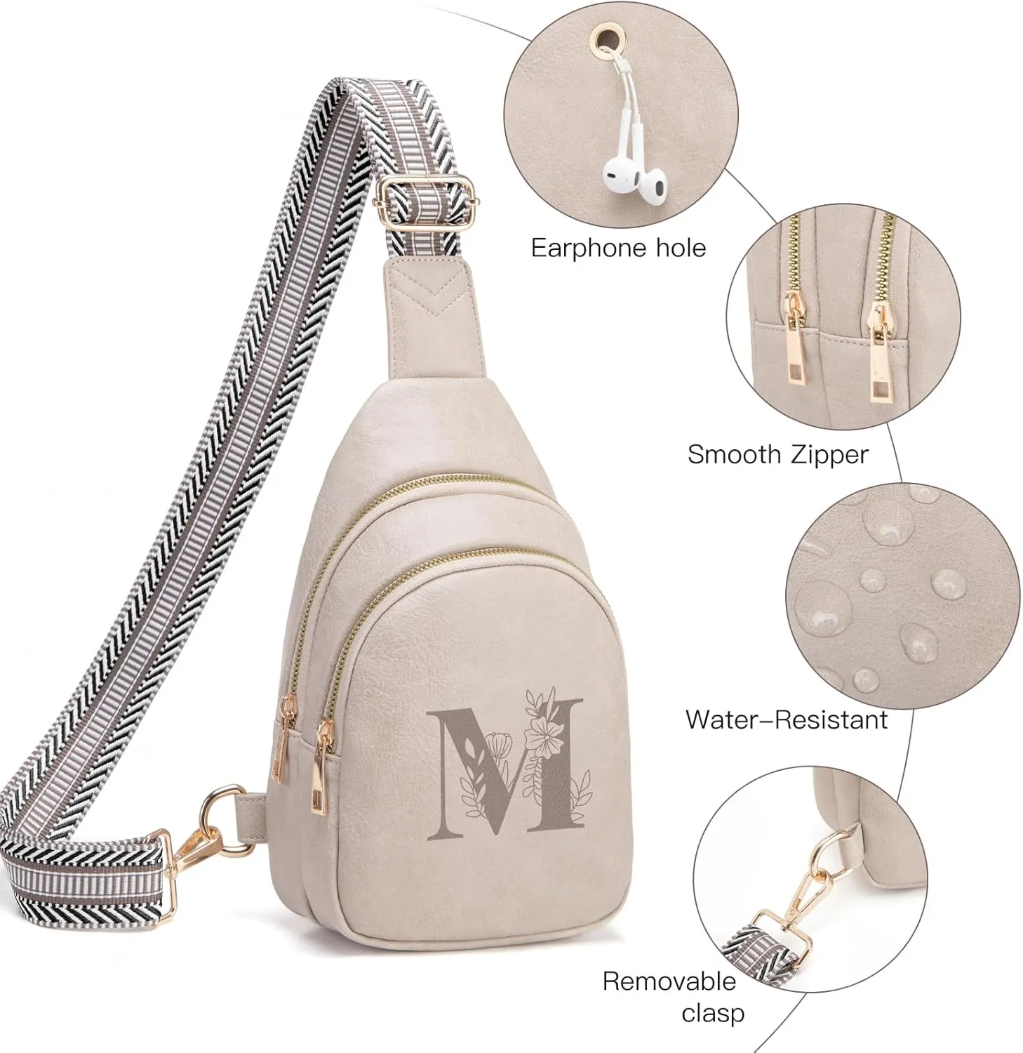 Personalized Gifts for Women Initial Sling Bag PU Leather Crossbody Bags for Women