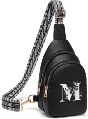 Personalized Gifts for Women Initial Sling Bag PU Leather Crossbody Bags for Women