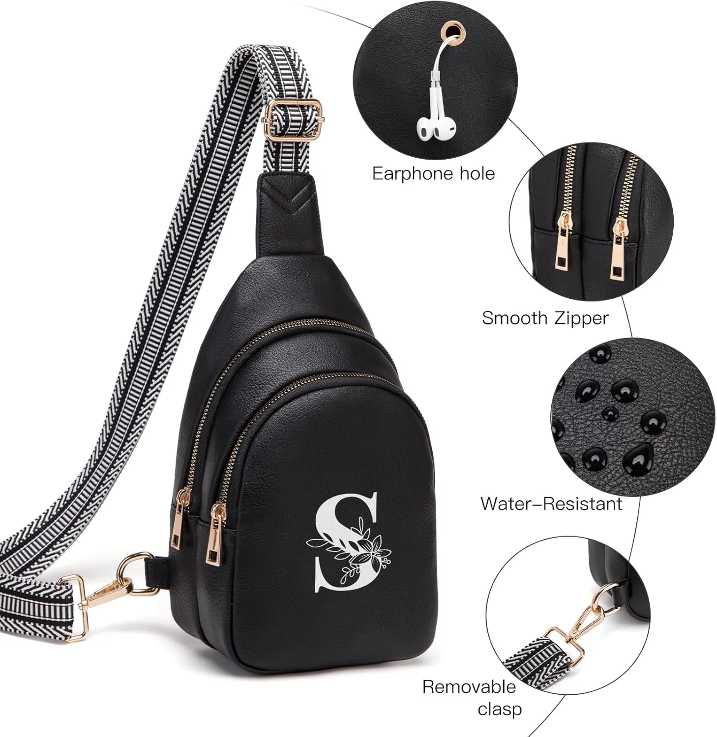 Personalized Gifts for Women Initial Sling Bag PU Leather Crossbody Bags for Women