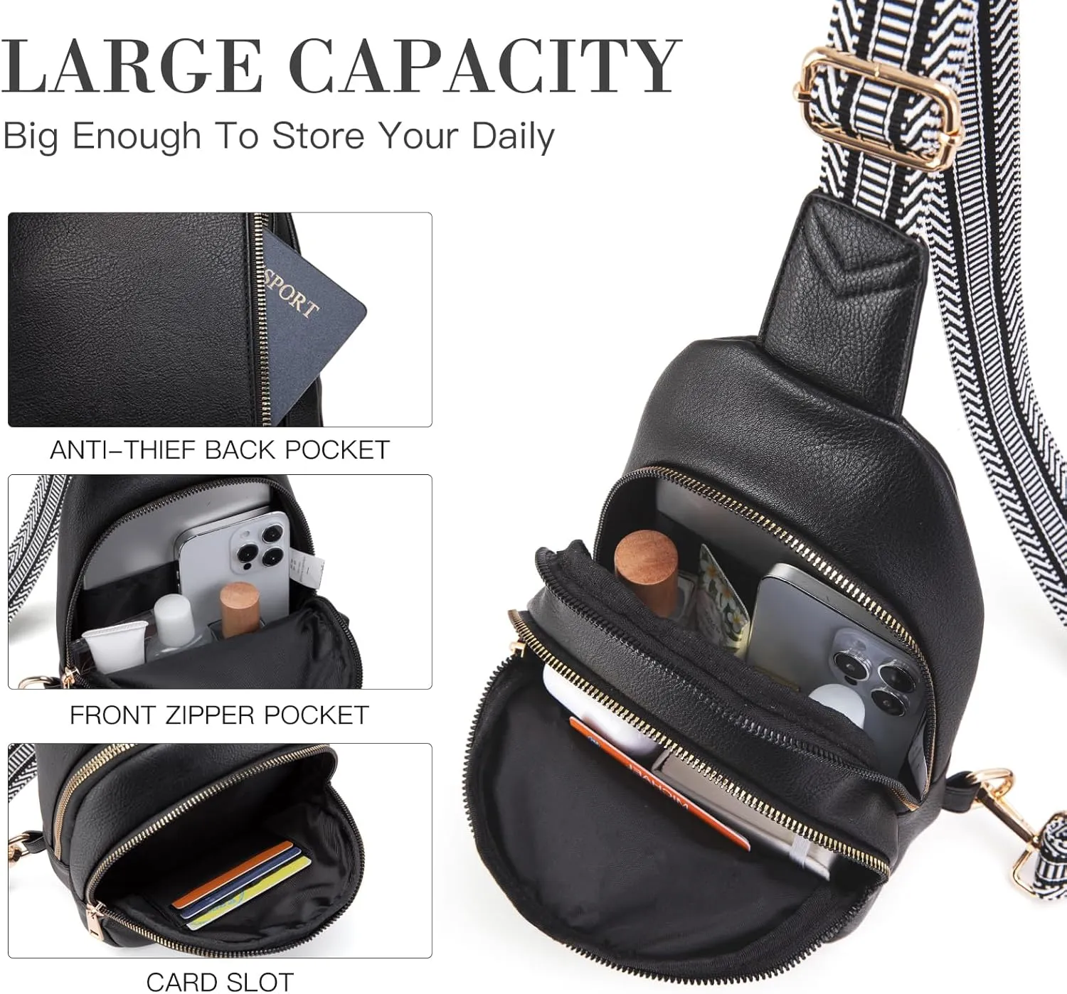 Personalized Gifts for Women Initial Sling Bag PU Leather Crossbody Bags for Women