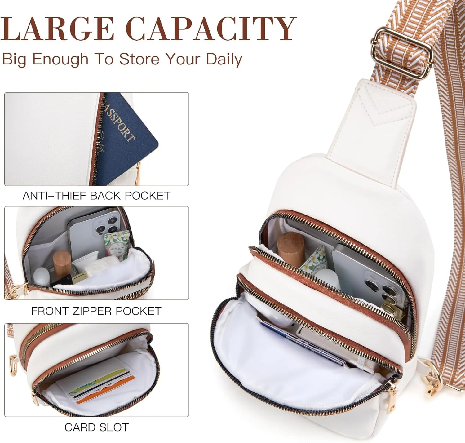 Personalized Gifts for Women Initial Sling Bag PU Leather Crossbody Bags for Women