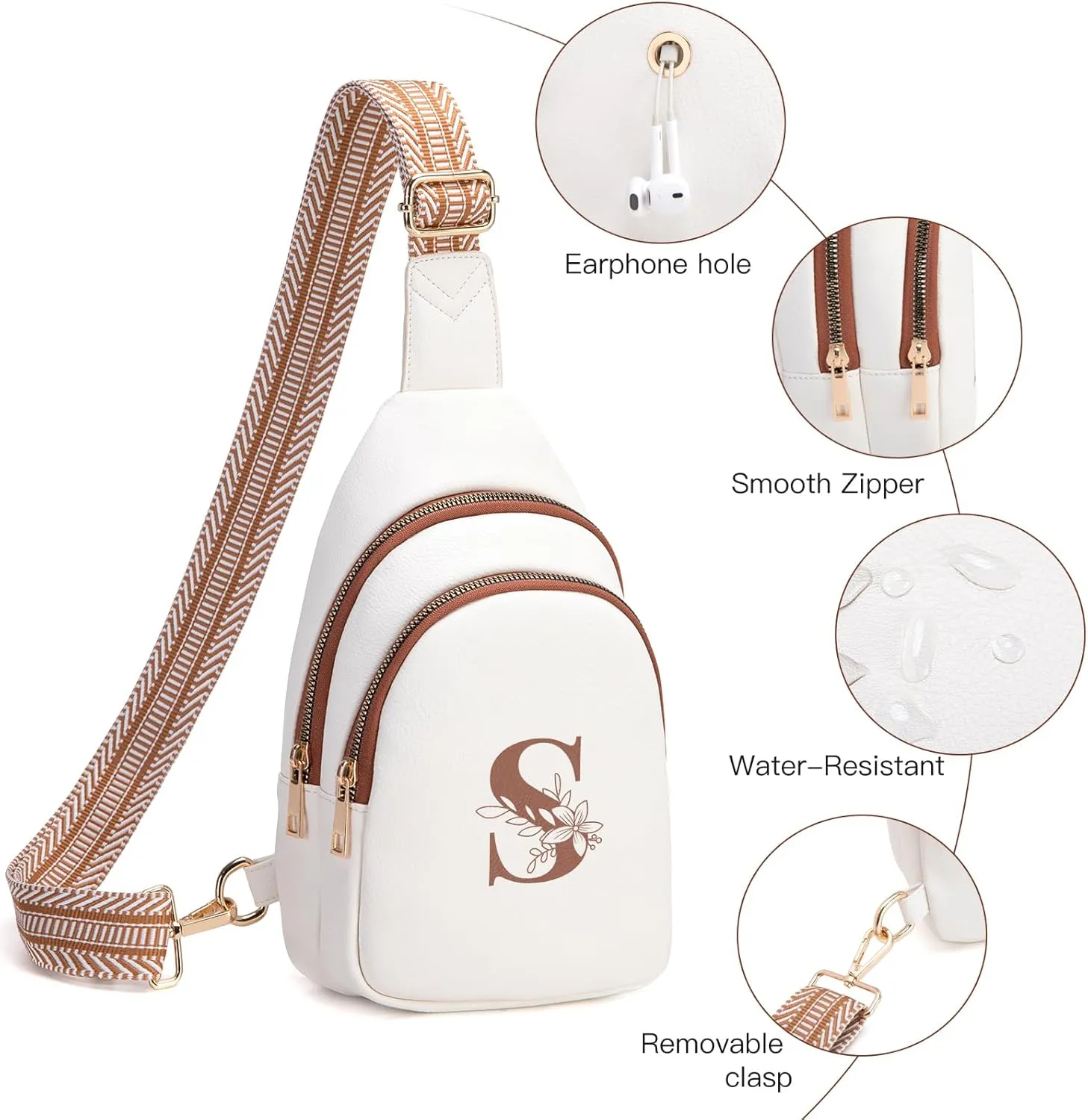 Personalized Gifts for Women Initial Sling Bag PU Leather Crossbody Bags for Women