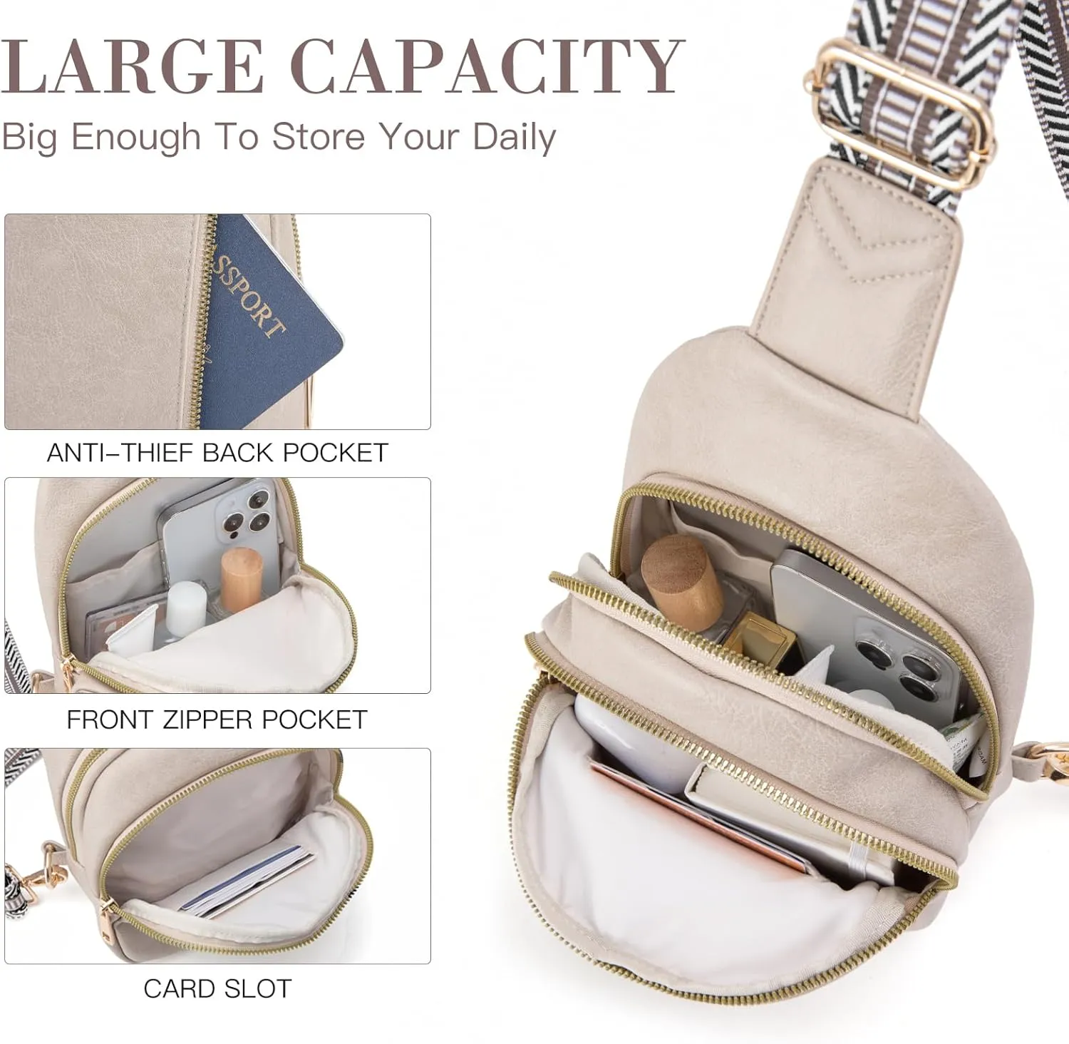 Personalized Gifts for Women Initial Sling Bag PU Leather Crossbody Bags for Women