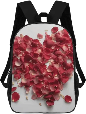 Petals Form Heart Shape Business Laptop Backpack for Women Men 17 Inch Carry on Backpack Waterproof Black Bookbag Fashion Lightweight Backpacks for Travel Hiking Camping Casual Daypack Backpacks