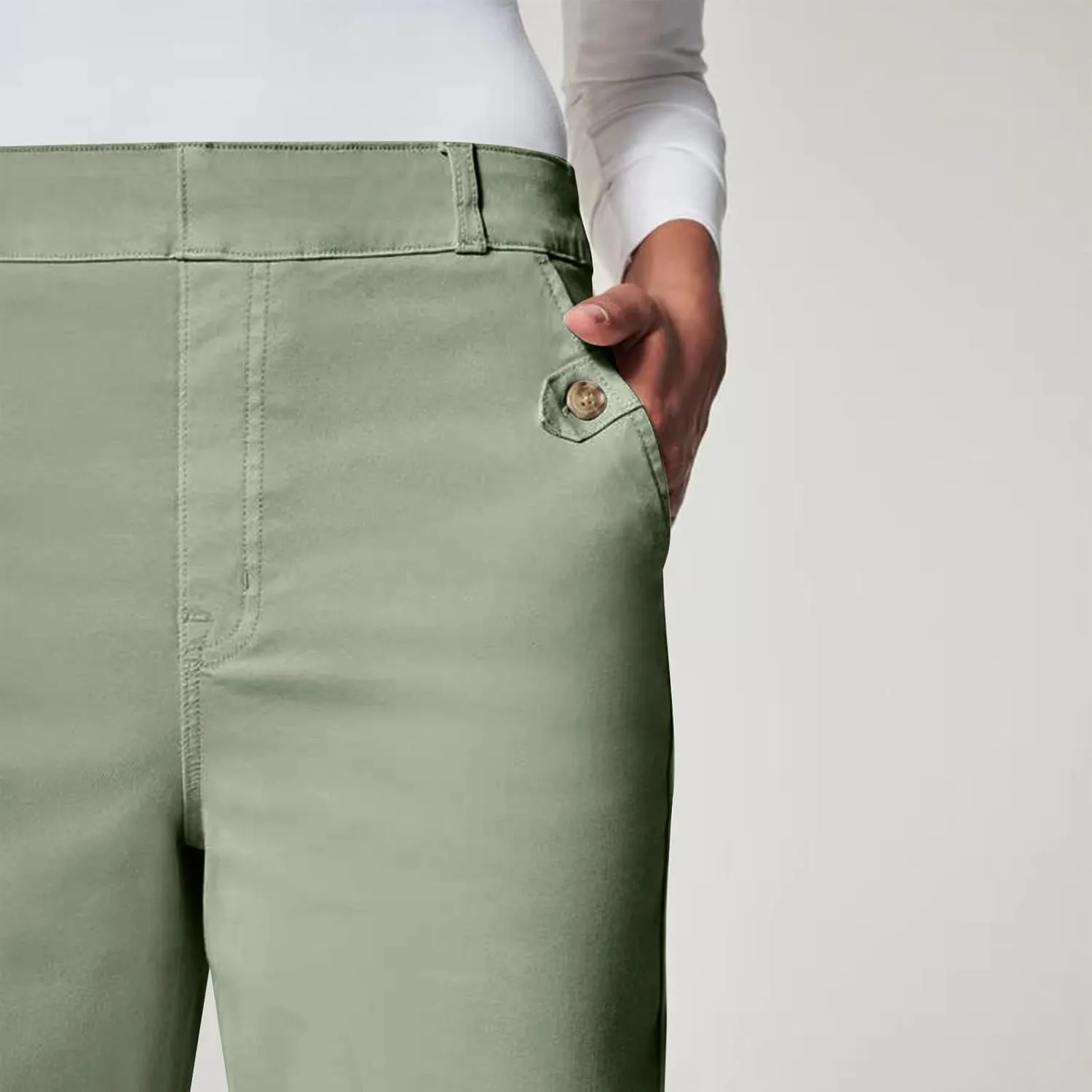 Petite Denim Pants for Women High Waist 70s Vintage Wide Leg Capris Pants Summer Paperbag Work Cargo Twill Trousers
