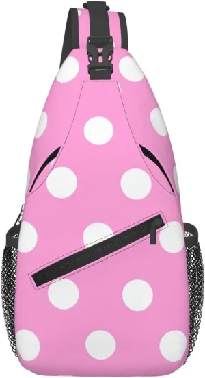Pink Polka Dots Sling Backpack Cross Chest Bag Travel Crossbody Bags for Men Women Fashion Daypack