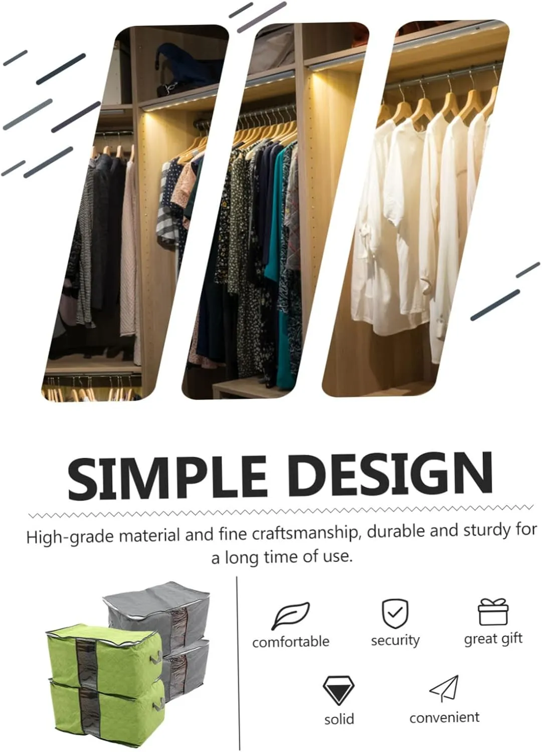 PRETYZOOM Garment Storage Bags Set Extra Large Capacity Bedding Bags for Home Hotel Dormitory